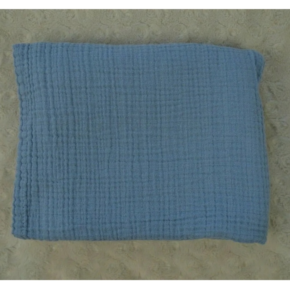 Modern Baby Solid Light Blue Baby Swaddle Blanket Muslin Cotton Security Lovey